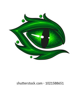 Isolated vector logo green fantasy eye