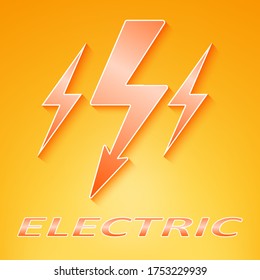 Isolated vector logo of three lightnings on a yellow background