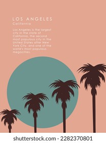 Isolated vector Los Angeles, California, USA, palm trees, retro design, postcard, website, poster design, banner design