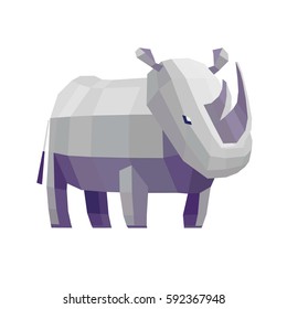 Isolated vector low poly Rhino