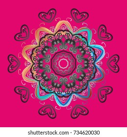 Isolated of vector magenta, gray and blue snowflake. Fine winter ornament. Colorful snowflakes Vector illustration.