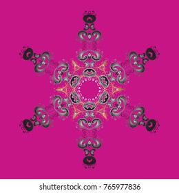 Isolated of vector magenta, gray and neutral snowflakes. Fine winter ornament. Snowflakes collection. Vector illustration.