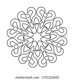 Isolated vector mandala for coloring book. Round ornament with decorative elements.