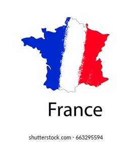 Isolated vector map France in trendy hand drawn style. Vector icon of France map for design poster, banner, web. Isolated France map sign in grunge style..