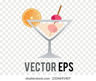 The isolated vector Martini mocktail, cocktail drink flat icon with lemon