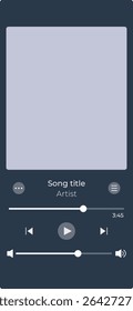 Isolated vector media player for phone. Mobile application interface.