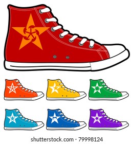 The isolated vector modern color sneakers, illustration