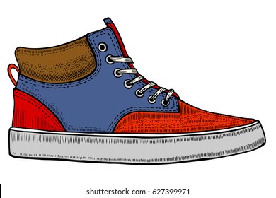 The isolated vector modern red sneakers, illustration