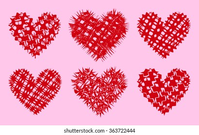 Isolated vector mosaic hearts for Valentine's Day