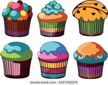 muffins vectoriales aislados modernos miradas inusuales comestibles