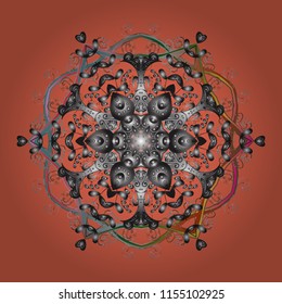 Isolated of vector orange, gray and brown snowflake. Fine winter ornament. Colorful snowflakes Vector illustration.