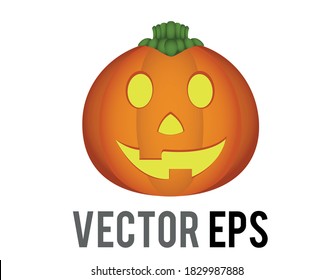 The isolated vector orange pumpkin Jack O Lantern emoji icon for Halloween holiday decoration 