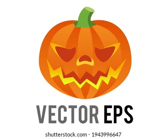 The isolated vector orange pumpkin Jack O Lantern icon for Halloween holiday decoration 