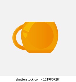 Isolated vector orange realistic cup on white background.