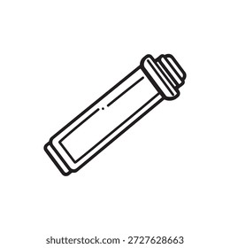 El Vector aislado perfila una forma de tubo con bordes redondeados en ambos extremos. La parte superior del tubo tiene detalles de línea paralela. El fondo es transparente.