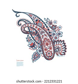 Patrón Vector Paisley aislado en estilo indio floral