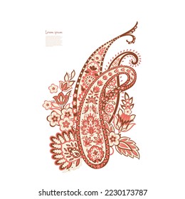 Isolated Vector Paisley pattern in floral indian style