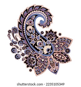 Isolated Vector Paisley pattern in floral indian style