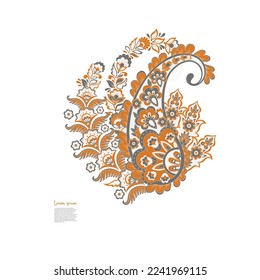 Isolated Vector Paisley pattern in floral indian style