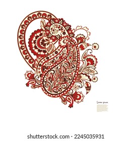 Isolated Vector Paisley pattern in floral indian style
