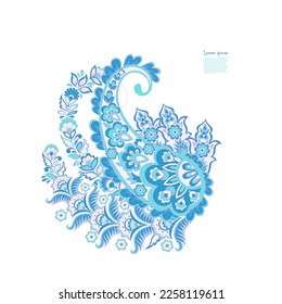 Isolated Vector Paisley pattern in floral indian style