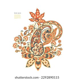 Patrón Vector Paisley aislado en estilo indio floral