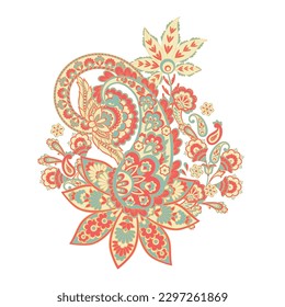 Isolierte Vektor-Paisley-Muster im indianischen Blumenstil