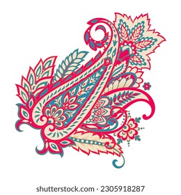 Patrón Vector Paisley aislado en estilo indio floral