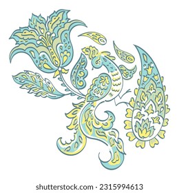 Patrón Vector Paisley aislado en estilo indio floral
