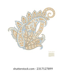 Isolated Vector Paisley pattern in floral indian style