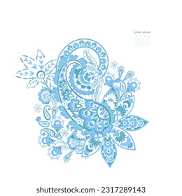 Isolated Vector Paisley pattern in floral indian style