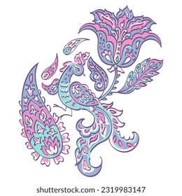 Patrón Vector Paisley aislado en estilo indio floral