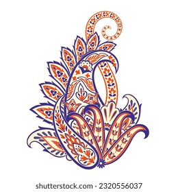 Isolated Vector Paisley pattern in floral indian style