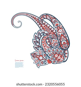 Patrón Vector Paisley aislado en estilo indio floral