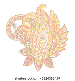 Isolated Vector Paisley pattern in floral indian style