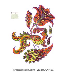 Isolated Vector Paisley pattern in floral indian style