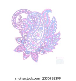 Isolated Vector Paisley pattern in floral indian style