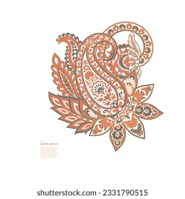 Isolated Vector Paisley pattern in floral indian style