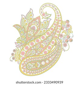 Isolated Vector Paisley pattern in floral indian style