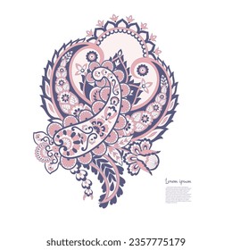 Isolated Vector Paisley pattern in floral indian style
