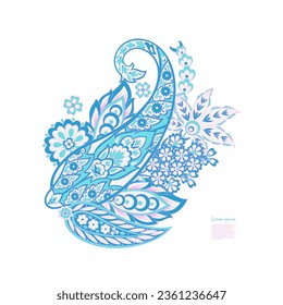 Isolated Vector Paisley pattern in floral indian style
