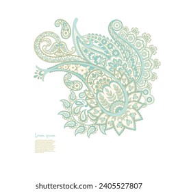 Isolated Vector Paisley pattern in floral indian style