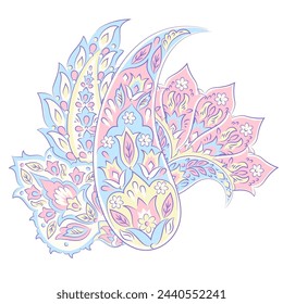 Isolated Vector Paisley pattern in floral indian style