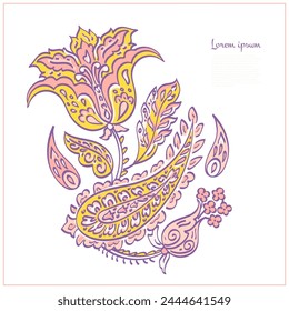 Isolated Vector Paisley pattern in floral indian style