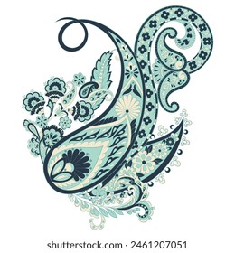Patrón de Paisley de Vector aislado en estilo indio floral