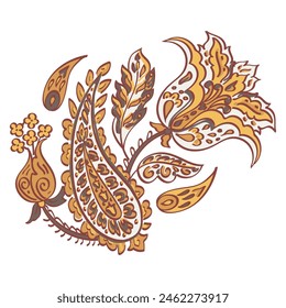 Patrón de Paisley de Vector aislado en estilo indio floral