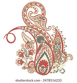 Isolated Vector Paisley pattern in floral indian style