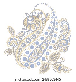 Isolated Vector Paisley pattern in floral indian style