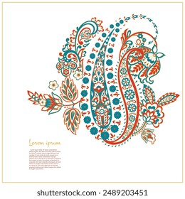 Patrón de Paisley de Vector aislado en estilo indio floral