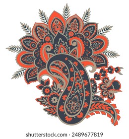 Isolated Vector Paisley pattern in floral indian style
